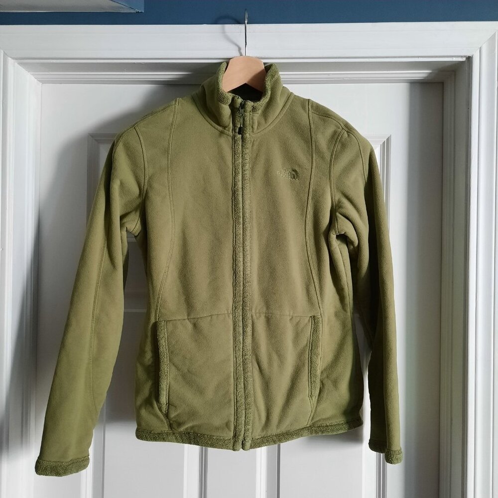 The North Face Jacket Womens Medium Green‎ Full Zip Fleece Hiking Spring Outdoor